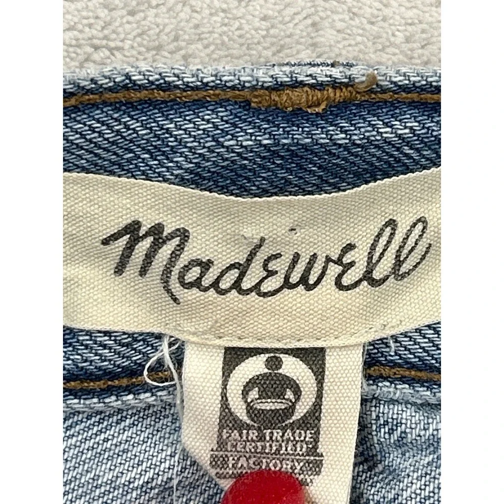 Madewell Denim‎ Shorts Womens 24 Blue High Rise Long Button Fly Raw Hem Cutoffs